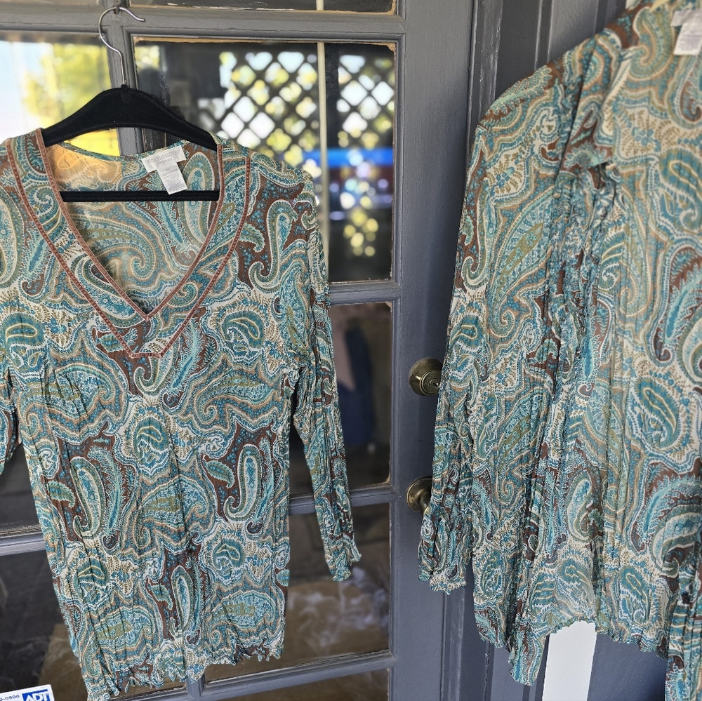 Worthington Multicolor 2 Piece Paisley Long Sleeve Tops Both Are New Never Worn